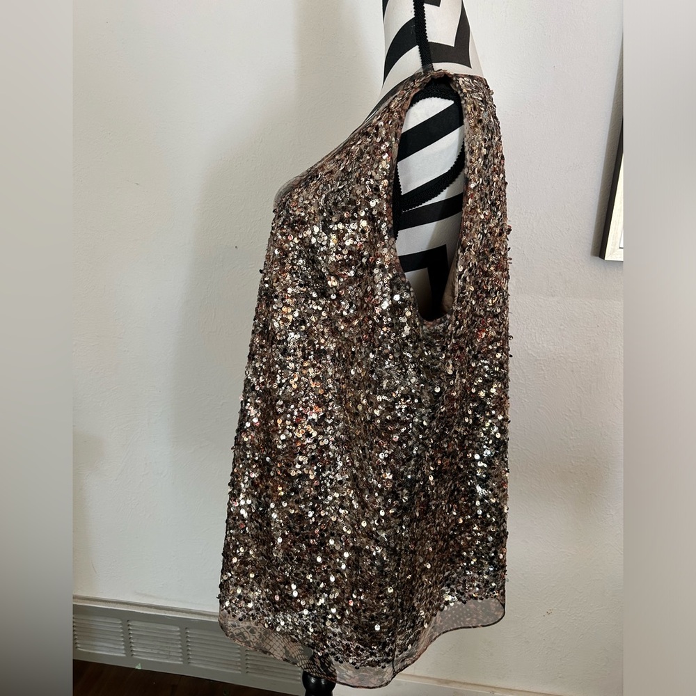 Elie Tahari Gold Sequined Shell - Plus Size